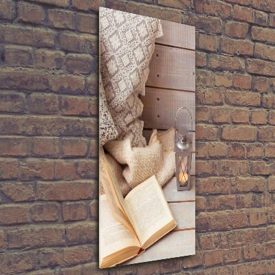 Cuadro de vidrio templado 4mm para pared vertical Relajarse con un libro