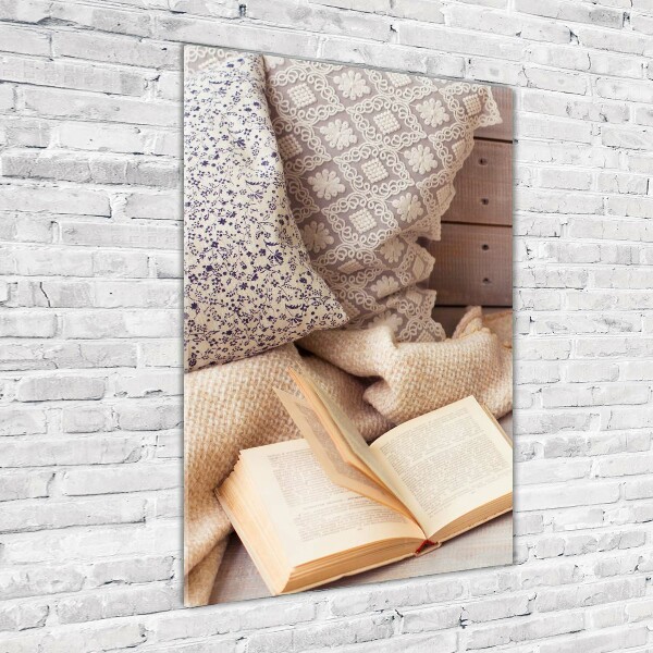 Cuadro de vidrio templado 4mm para pared vertical Relajarse con un libro