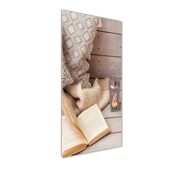 Cuadro de vidrio templado 4mm para pared vertical Relajarse con un libro