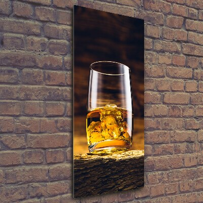 Fotocuadro de cristal elegante para hogar vertical Bourbon en un vaso