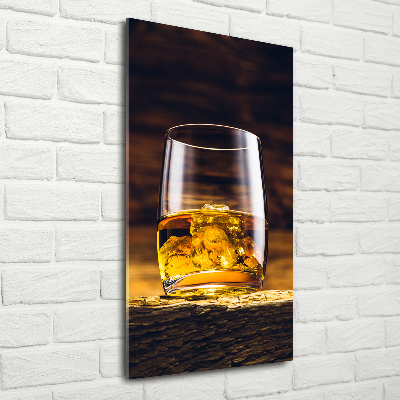 Fotocuadro de cristal elegante para hogar vertical Bourbon en un vaso