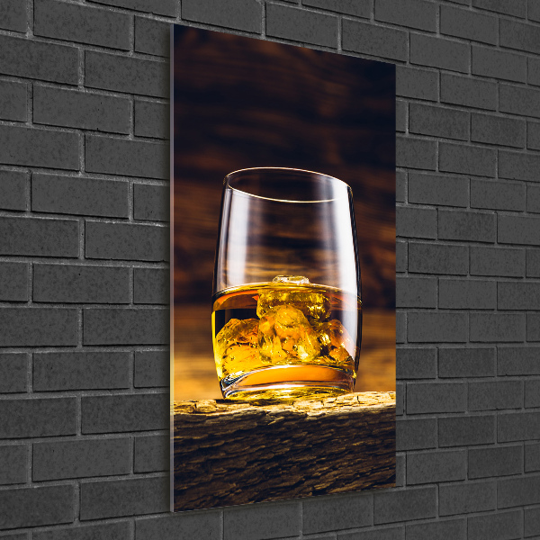 Fotocuadro de cristal elegante para hogar vertical Bourbon en un vaso
