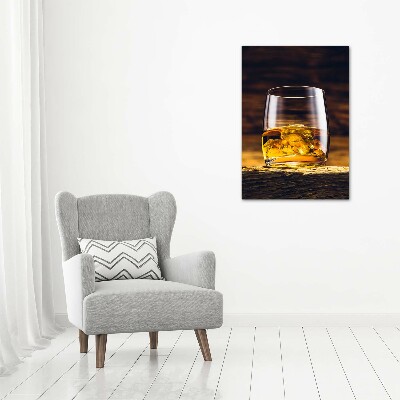 Fotocuadro de cristal elegante para hogar vertical Bourbon en un vaso
