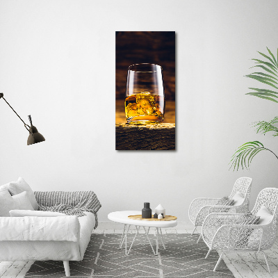 Fotocuadro de cristal elegante para hogar vertical Bourbon en un vaso
