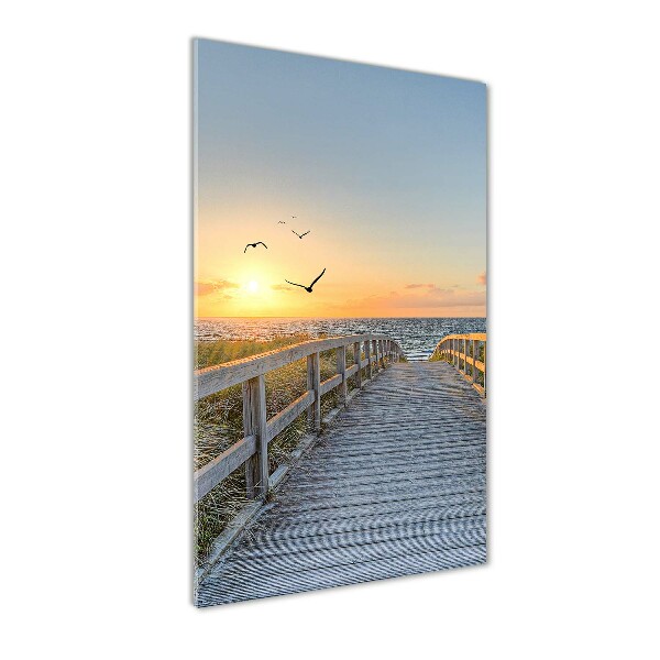 Cuadro de vidrio templado 4mm para pared vertical Camino a la playa