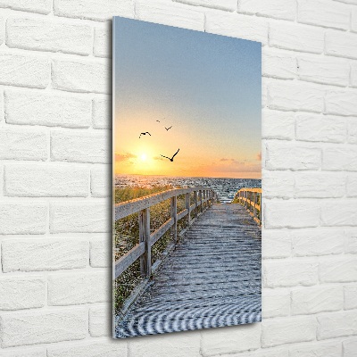 Cuadro de vidrio templado 4mm para pared vertical Camino a la playa