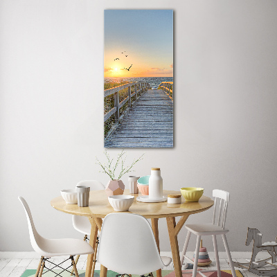 Cuadro de vidrio templado 4mm para pared vertical Camino a la playa