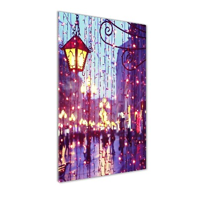 Cuadro de vidrio templado 4mm para pared vertical Luces en la ciudad