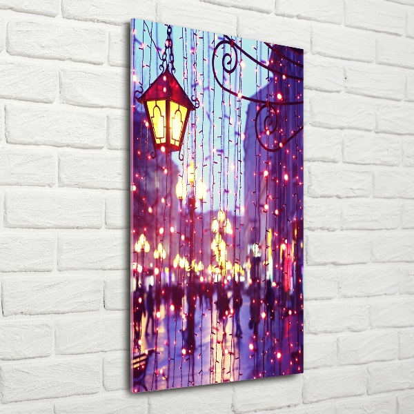 Cuadro de vidrio templado 4mm para pared vertical Luces en la ciudad