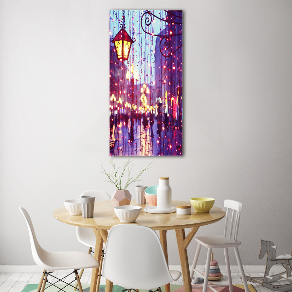 Cuadro de vidrio templado 4mm para pared vertical Luces en la ciudad