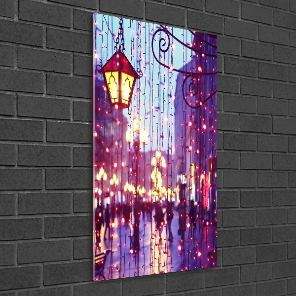 Cuadro de vidrio templado 4mm para pared vertical Luces en la ciudad