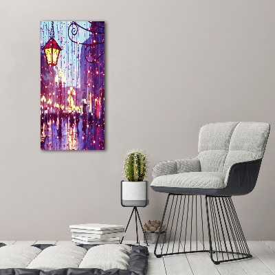 Cuadro de vidrio templado 4mm para pared vertical Luces en la ciudad