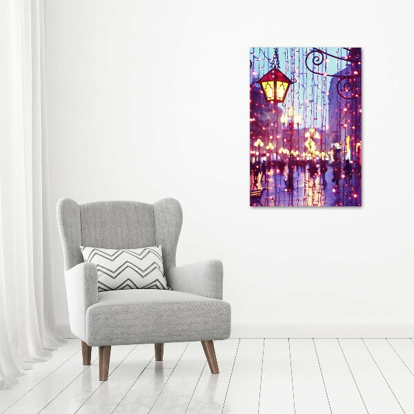 Cuadro de vidrio templado 4mm para pared vertical Luces en la ciudad