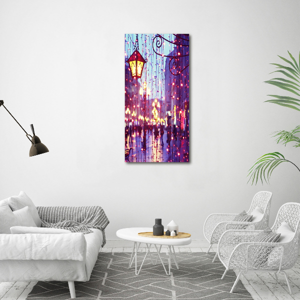 Cuadro de vidrio templado 4mm para pared vertical Luces en la ciudad