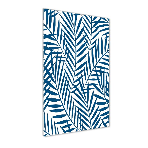 Cuadro de cristal moderno efecto brillo vertical hojas tropicales