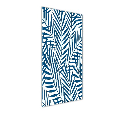 Cuadro de cristal moderno efecto brillo vertical hojas tropicales