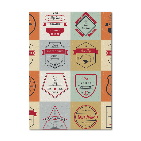 Cuadro decorativo en cristal con canto pulido vertical Señales de patineta