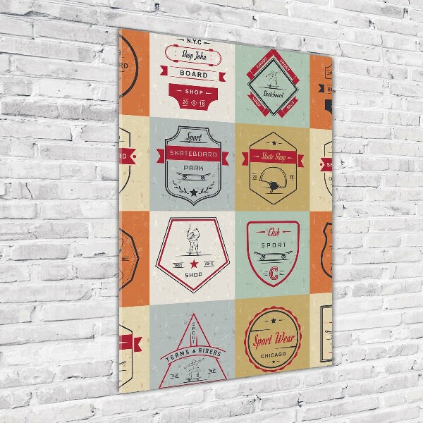 Cuadro decorativo en cristal con canto pulido vertical Señales de patineta