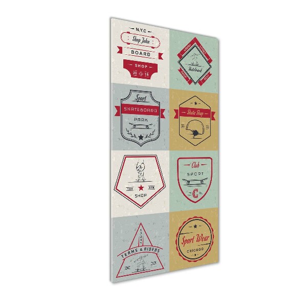 Cuadro decorativo en cristal con canto pulido vertical Señales de patineta