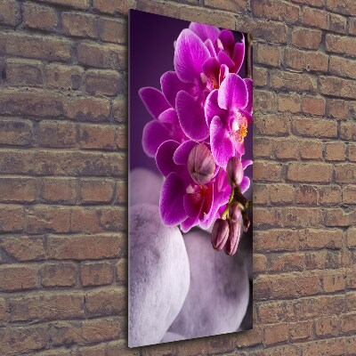 Fotocuadro de cristal elegante para hogar vertical Orquídea rosa
