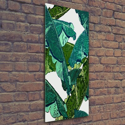 Fotocuadro de cristal elegante para hogar vertical hojas de plátano