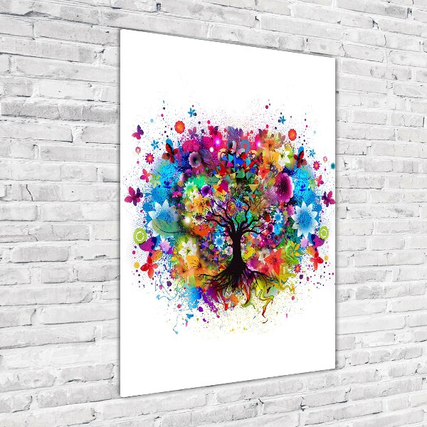 Cuadro de vidrio templado 4mm para pared vertical Árbol abstracto
