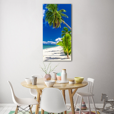 Cuadro decorativo en cristal con canto pulido vertical Playa tropical