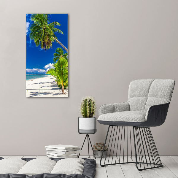 Cuadro decorativo en cristal con canto pulido vertical Playa tropical
