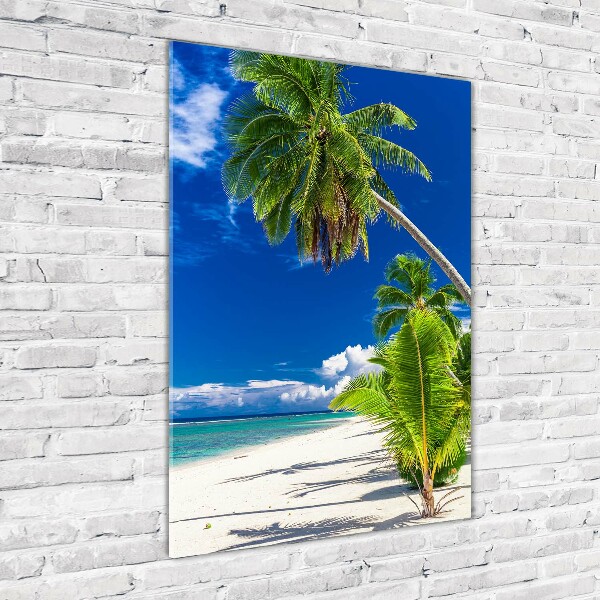 Cuadro decorativo en cristal con canto pulido vertical Playa tropical