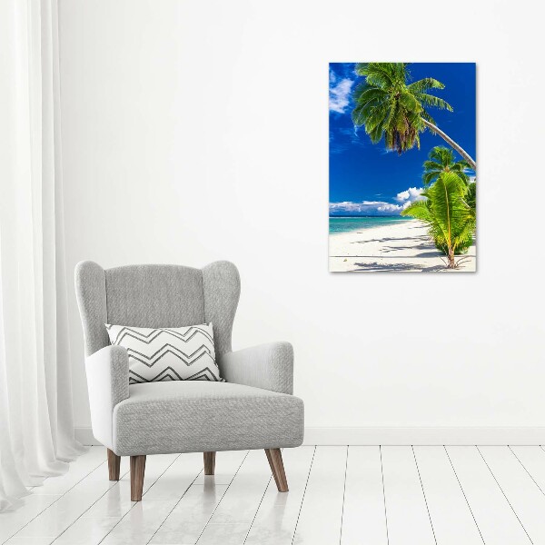 Cuadro decorativo en cristal con canto pulido vertical Playa tropical