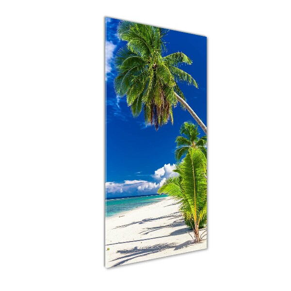 Cuadro decorativo en cristal con canto pulido vertical Playa tropical
