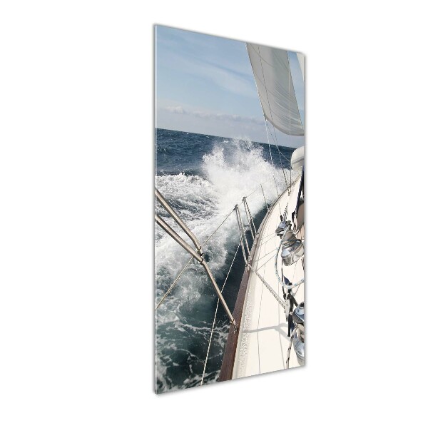 Cuadro de vidrio templado 4mm para pared vertical Un yate en el mar