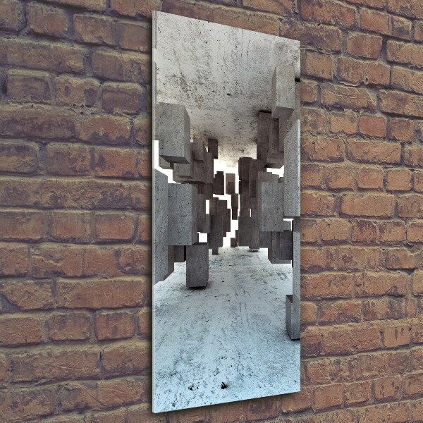 Cuadro de cristal moderno efecto brillo vertical Cubos de hormigón