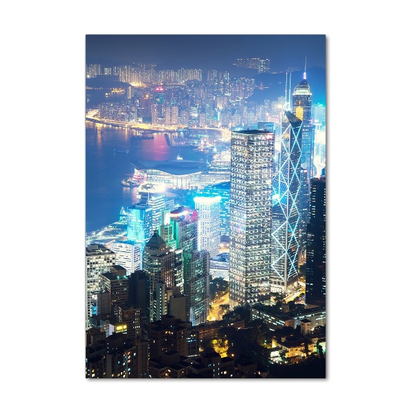 Cuadro de vidrio templado 4mm para pared vertical Hong Kong de noche