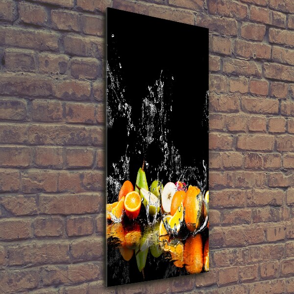 Cuadro de cristal moderno efecto brillo vertical Fruta