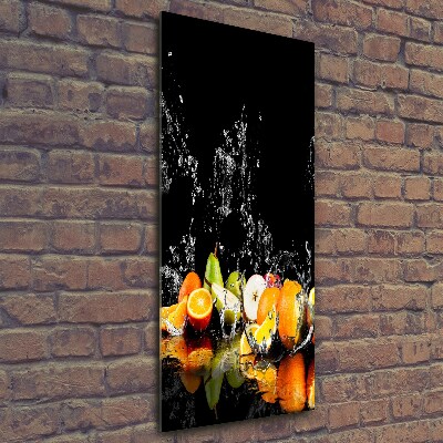 Cuadro de cristal moderno efecto brillo vertical Fruta