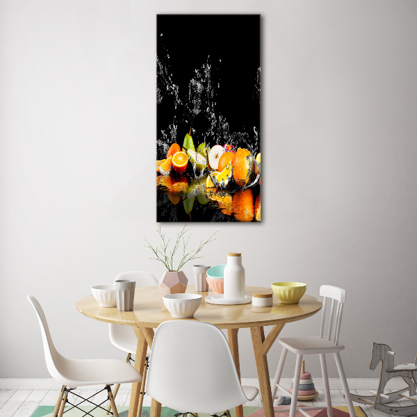 Cuadro de cristal moderno efecto brillo vertical Fruta