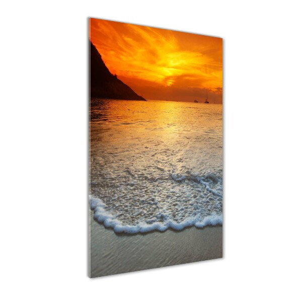 Fotocuadro de cristal elegante para hogar vertical Atardecer