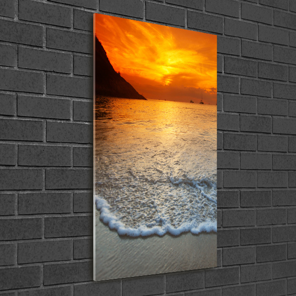 Fotocuadro de cristal elegante para hogar vertical Atardecer