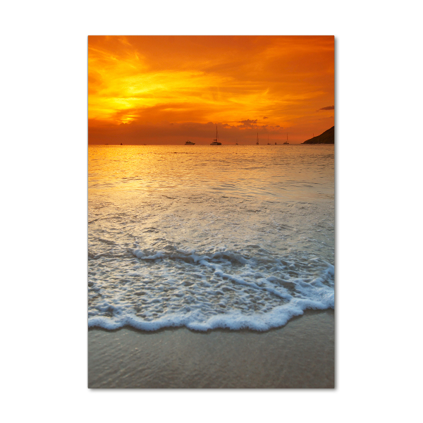 Fotocuadro de cristal elegante para hogar vertical Atardecer