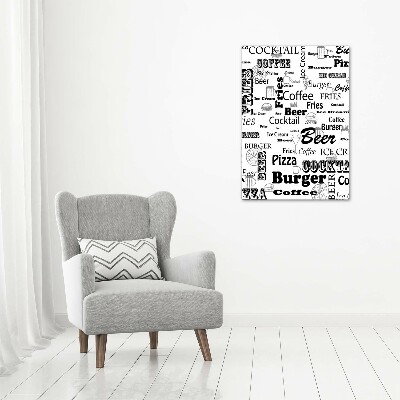 Cuadro de cristal moderno efecto brillo vertical Menú del restaurante