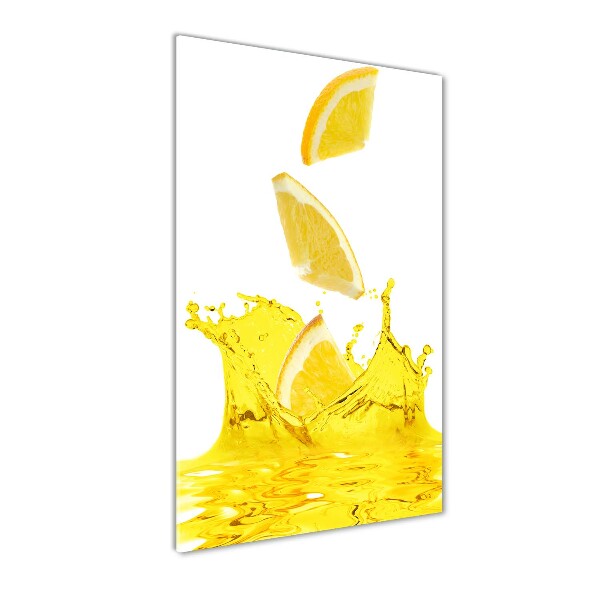 Cuadro de cristal moderno efecto brillo vertical Zumo de limón