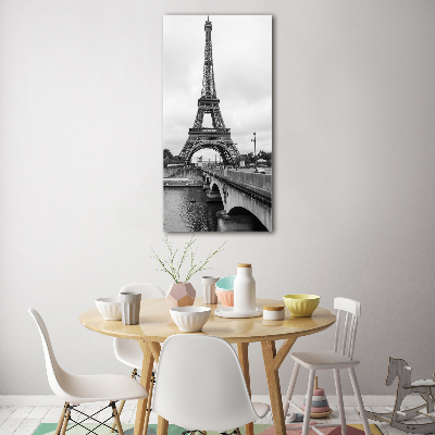 Fotocuadro de cristal elegante para hogar vertical Torre Eiffel de París