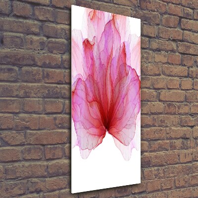 Cuadro decorativo en cristal con canto pulido vertical Flor rosa