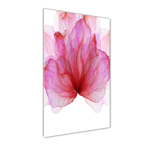 Cuadro decorativo en cristal con canto pulido vertical Flor rosa