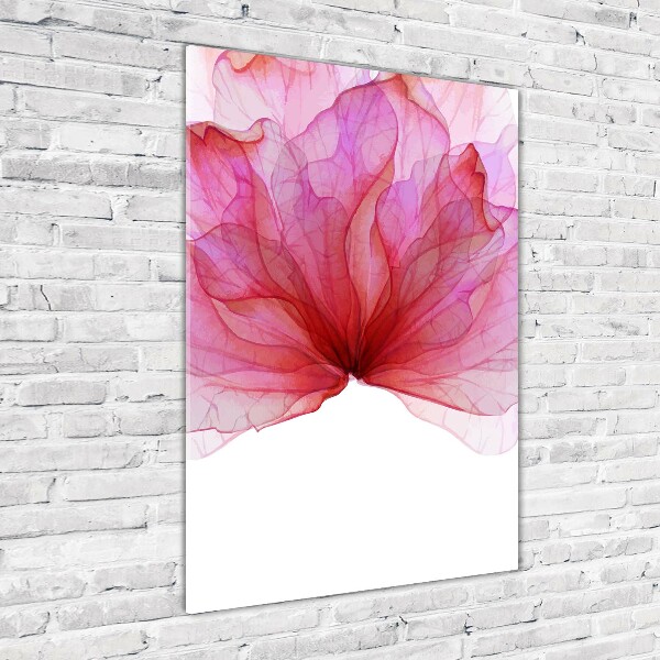 Cuadro decorativo en cristal con canto pulido vertical Flor rosa