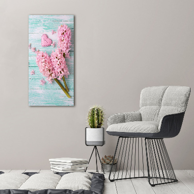 Cuadro de vidrio templado 4mm para pared vertical flores lilas