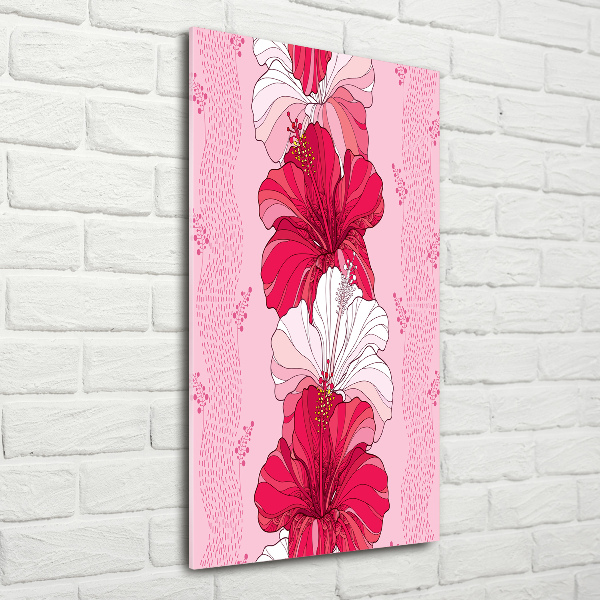 Cuadro de vidrio templado 4mm para pared vertical Hibisco