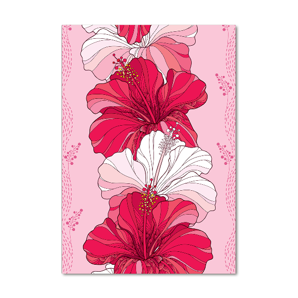 Cuadro de vidrio templado 4mm para pared vertical Hibisco