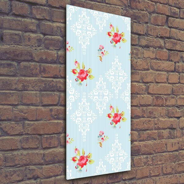 Fotocuadro de cristal elegante para hogar vertical Rosas